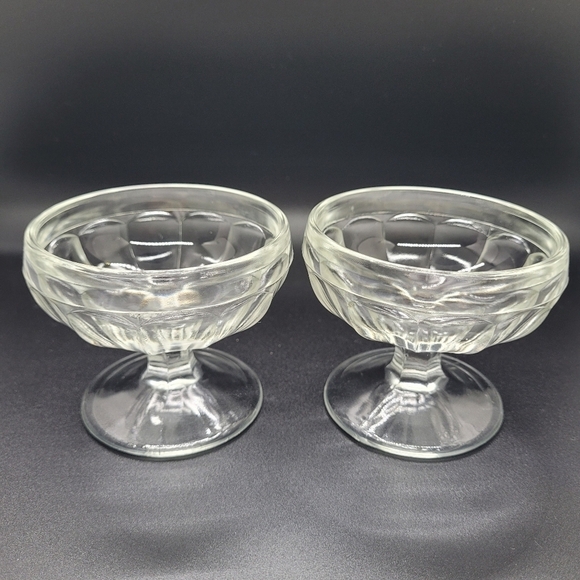 Vintage Glass Ice Cream Parlor Sundae Bowls Set of 2 - Picture 5 of 11